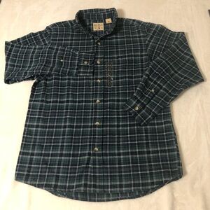 Men's Red Head Flannel Medium Button-Down Front Pocket Long Sleeve Shirt